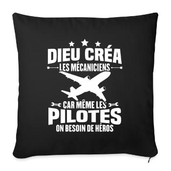 Cadeau humour mécanicien d'avion - Housse de coussin décorative 45 x 45 cm - noir - Devant