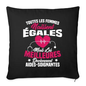Les meilleures femmes deviennent aides-soignantes - Housse de coussin décorative 45 x 45 cm - noir - Devant