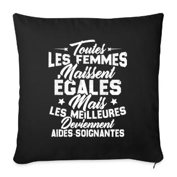 Les meilleures femmes deviennent aides-soignantes - Housse de coussin décorative 45 x 45 cm - noir - Devant