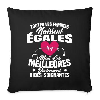 Les meilleures femmes deviennent aides-soignantes - Housse de coussin décorative 45 x 45 cm - noir - Devant
