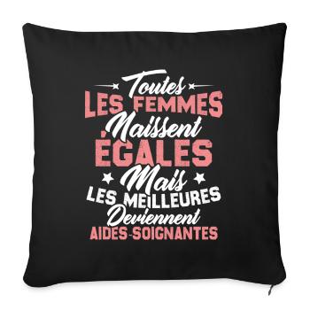 Les meilleures femmes deviennent aides-soignantes - Housse de coussin décorative 45 x 45 cm - noir - Devant