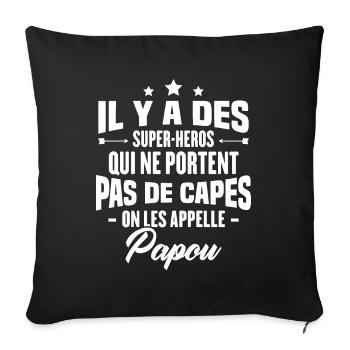 Papou super héros cadeau grand-père - Housse de coussin décorative 45 x 45 cm - noir - Devant
