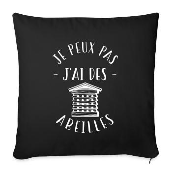 Je peux pas j'ai des abeilles, humour d'apiculteur - Housse de coussin décorative 45 x 45 cm - noir - Devant