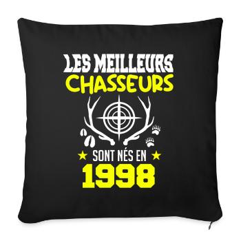 Anniversaire chasseur Née en 1998 - Housse de coussin décorative 45 x 45 cm - noir - Devant
