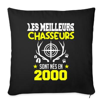Anniversaire chasseur Née en 2000 - Housse de coussin décorative 45 x 45 cm - noir - Devant
