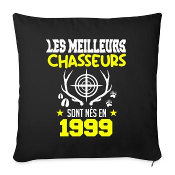 Anniversaire chasseur Née en1999 - Housse de coussin décorative 45 x 45 cm - noir - Devant