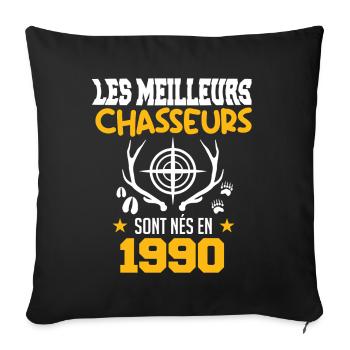 Anniversaire chasseur Née en 1990 - Housse de coussin décorative 45 x 45 cm - noir - Devant