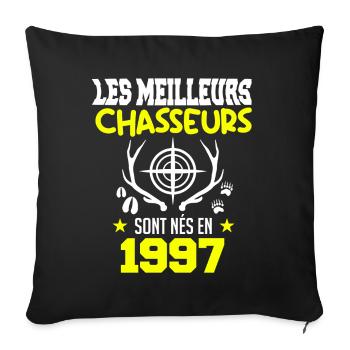 Anniversaire chasseur Née en 1997 - Housse de coussin décorative 45 x 45 cm - noir - Devant