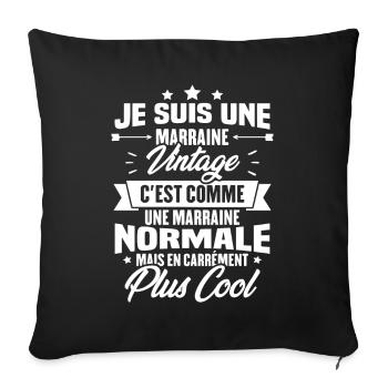 Je suis une marraine vintage - Housse de coussin décorative 45 x 45 cm - noir - Devant