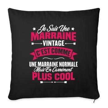 Je suis une marraine vintage - Housse de coussin décorative 45 x 45 cm - noir - Devant