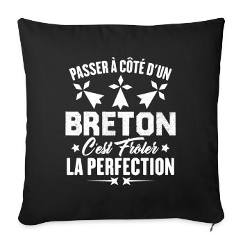 Passer à côté d'un breton frôler la perfection - Housse de coussin décorative 45 x 45 cm - noir - Devant