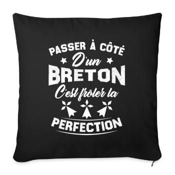 Passer à côté d'un breton frôler la perfection - Housse de coussin décorative 45 x 45 cm - noir - Devant