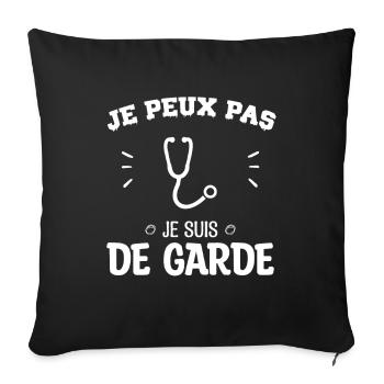 Je peux pas je suis de garde - Housse de coussin décorative 45 x 45 cm - noir - Devant