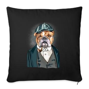 bulldog anglais qui fume - Housse de coussin décorative 45 x 45 cm - noir - Devant