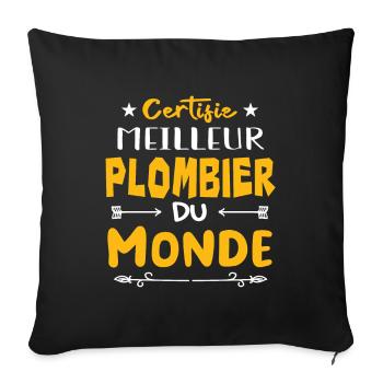 CERTIFIÉ MEILLEUR PLOMBIER DU MONDE - Housse de coussin décorative 45 x 45 cm - noir - Devant