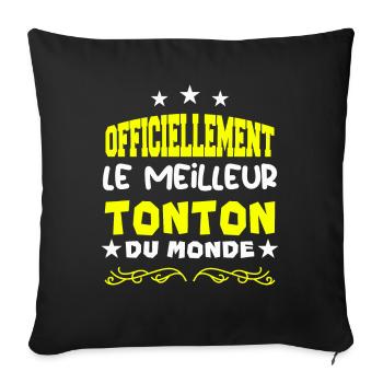 Officiellement Le Meilleur Tonton Du Monde - Housse de coussin décorative 45 x 45 cm - noir - Devant