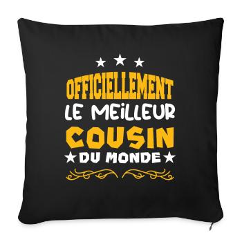 Officiellement Le Meilleur Cousin Du Monde - Housse de coussin décorative 45 x 45 cm - noir - Devant