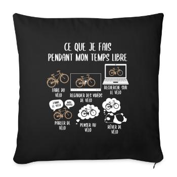 Mon temps de mon temps libre Vélo - Housse de coussin décorative 45 x 45 cm - noir - Devant