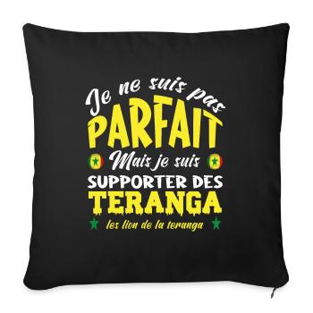 je supporte les lion de la teranga. Sénégal - Housse de coussin décorative 45 x 45 cm - noir - Devant