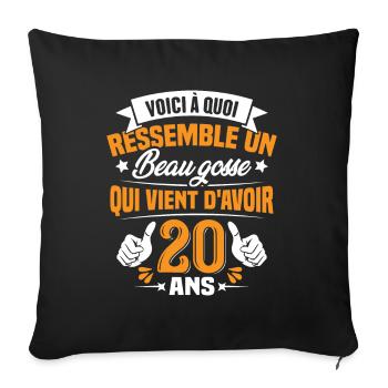Voici à Quoi Ressemble Un Beau Gosse 20 ans Cadeau - Housse de coussin décorative 45 x 45 cm - noir - Devant