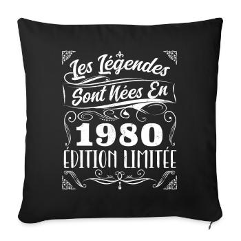 Les Légendes Sont Nés En 1980 | Cadeau - Housse de coussin décorative 45 x 45 cm - noir - Devant