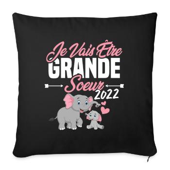 Je Vais Être Grande Sœur 2022, Annonce Grossesse - Housse de coussin décorative 45 x 45 cm - noir - Devant