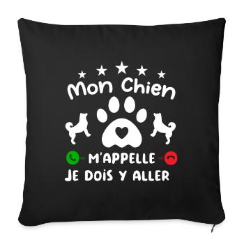 Mon CHIEN m'appelle pour cadeau - Housse de coussin décorative 45 x 45 cm - noir - Devant
