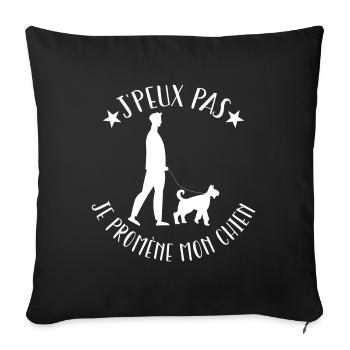 j'peux pas je promène mon chien - Housse de coussin décorative 45 x 45 cm - noir - Devant