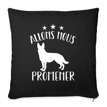 Allons Nous Promener | amoureux des chiens - Housse de coussin décorative 45 x 45 cm - noir - Devant