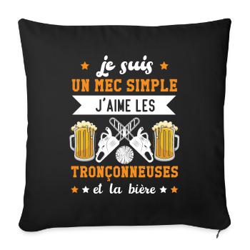 J'aime les Tronçonneuses et la Bière Cadeau - Housse de coussin décorative 45 x 45 cm - noir - Devant