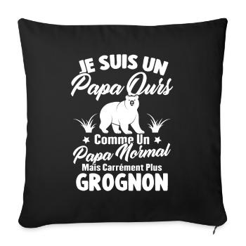 Je suis un papa ours c'est comme un papa normal - Housse de coussin décorative 45 x 45 cm - noir - Devant