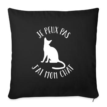 J'Peux Pas J'ai Mon Chat - Housse de coussin décorative 45 x 45 cm - noir - Devant