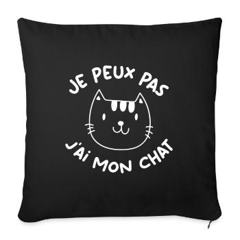 Je peux pas j'ai mon chat - Housse de coussin décorative 45 x 45 cm - noir - Devant