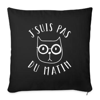 J'Suis Pas Du Matin - Housse de coussin décorative 45 x 45 cm - noir - Devant