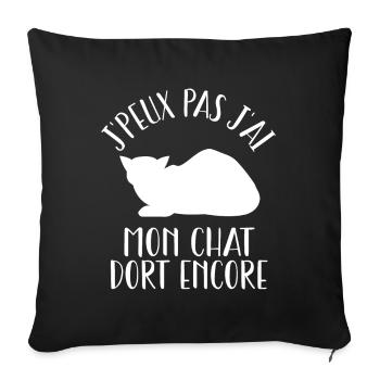 J'Peux Pas J'ai Mon Chat Dort Encore - Housse de coussin décorative 45 x 45 cm - noir - Devant