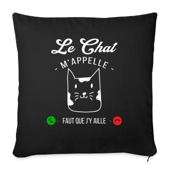 Le Chat M'appelle Faut Que J'y Aille - Housse de coussin décorative 45 x 45 cm - noir - Devant