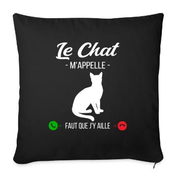 Le Chat M'appelle Faut Que J'y Aille - Housse de coussin décorative 45 x 45 cm - noir - Devant