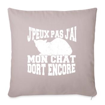 J'Peux Pas J'ai Mon Chat Dort Encore - Housse de coussin décorative 45 x 45 cm - taupe clair - Devant