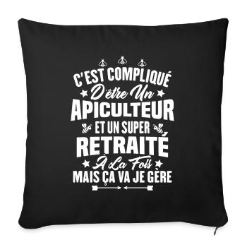 Un apiculteur et un super retraité - Housse de coussin décorative 45 x 45 cm - noir - Devant
