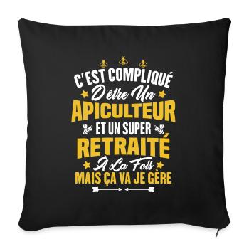 Un apiculteur et un super retraité - Housse de coussin décorative 45 x 45 cm - noir - Devant