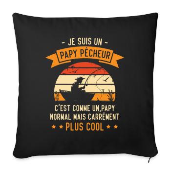 Je suis un papy pêcheur c'est comme un papy normal - Housse de coussin décorative 45 x 45 cm - noir - Devant