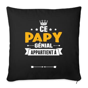 Ce papy génial appartient à [Personnalisable] - Housse de coussin décorative 45 x 45 cm - noir - Devant