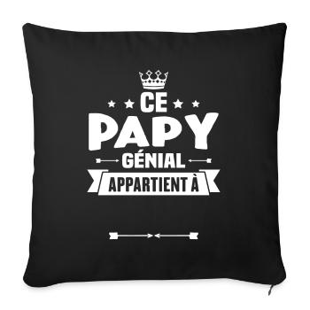 Ce papy génial appartient à [Personnalisable] - Housse de coussin décorative 45 x 45 cm - noir - Devant
