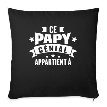 Ce papy génial appartient à [Personnalisable] - Housse de coussin décorative 45 x 45 cm - noir - Devant