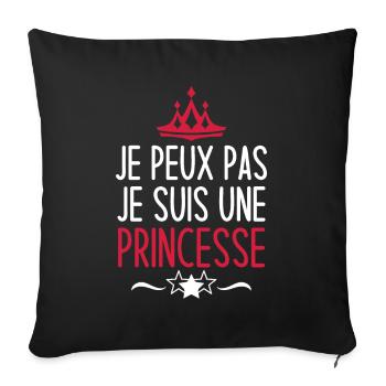 je peux pas je suis une princesse - Housse de coussin décorative 45 x 45 cm - noir - Devant