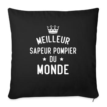 Cadeau Meilleur sapeur pompier du monde - Housse de coussin décorative 45 x 45 cm - noir - Devant