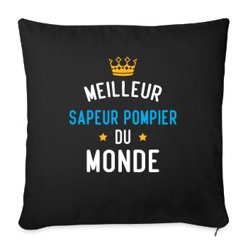 Cadeau Meilleur sapeur pompier du monde - Housse de coussin décorative 45 x 45 cm - noir - Devant