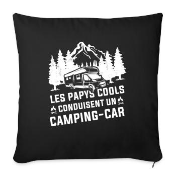 Les Papys Cool Conduisent Un Camping-car - Housse de coussin décorative 45 x 45 cm - noir - Devant