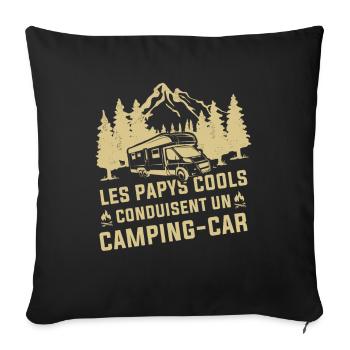Les Papys Cool Conduisent Un Camping-car - Housse de coussin décorative 45 x 45 cm - noir - Devant
