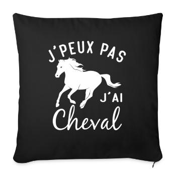 J'peux pas j'ai cheval - Housse de coussin décorative 45 x 45 cm - noir - Devant
